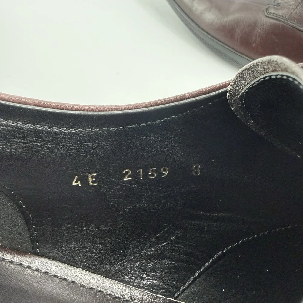 Prada Dress Shoes Men 8 Burgundy‎ Oxblood Leather Square Toe Derby Italy